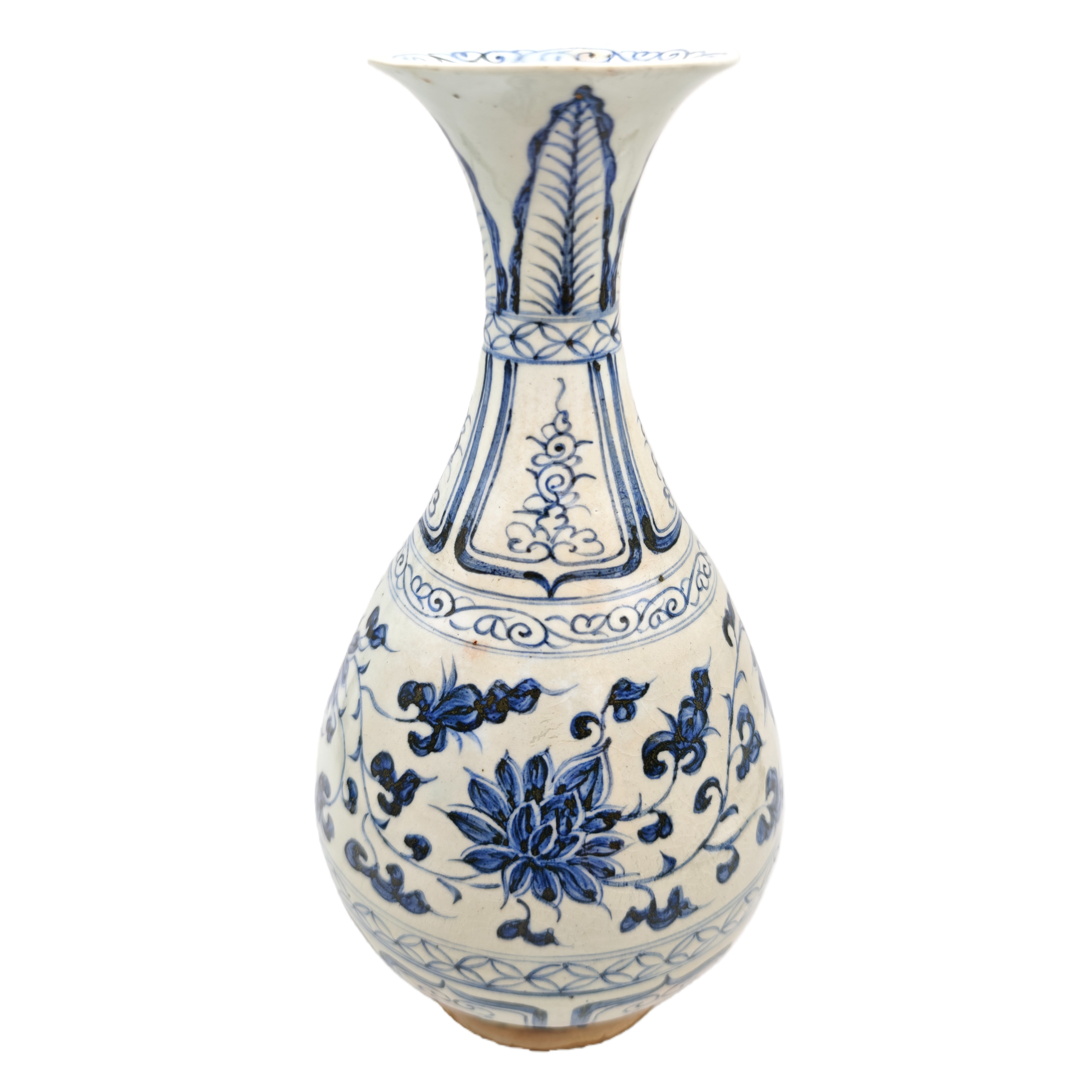 元代 青花缠枝花卉纹玉壶春瓶